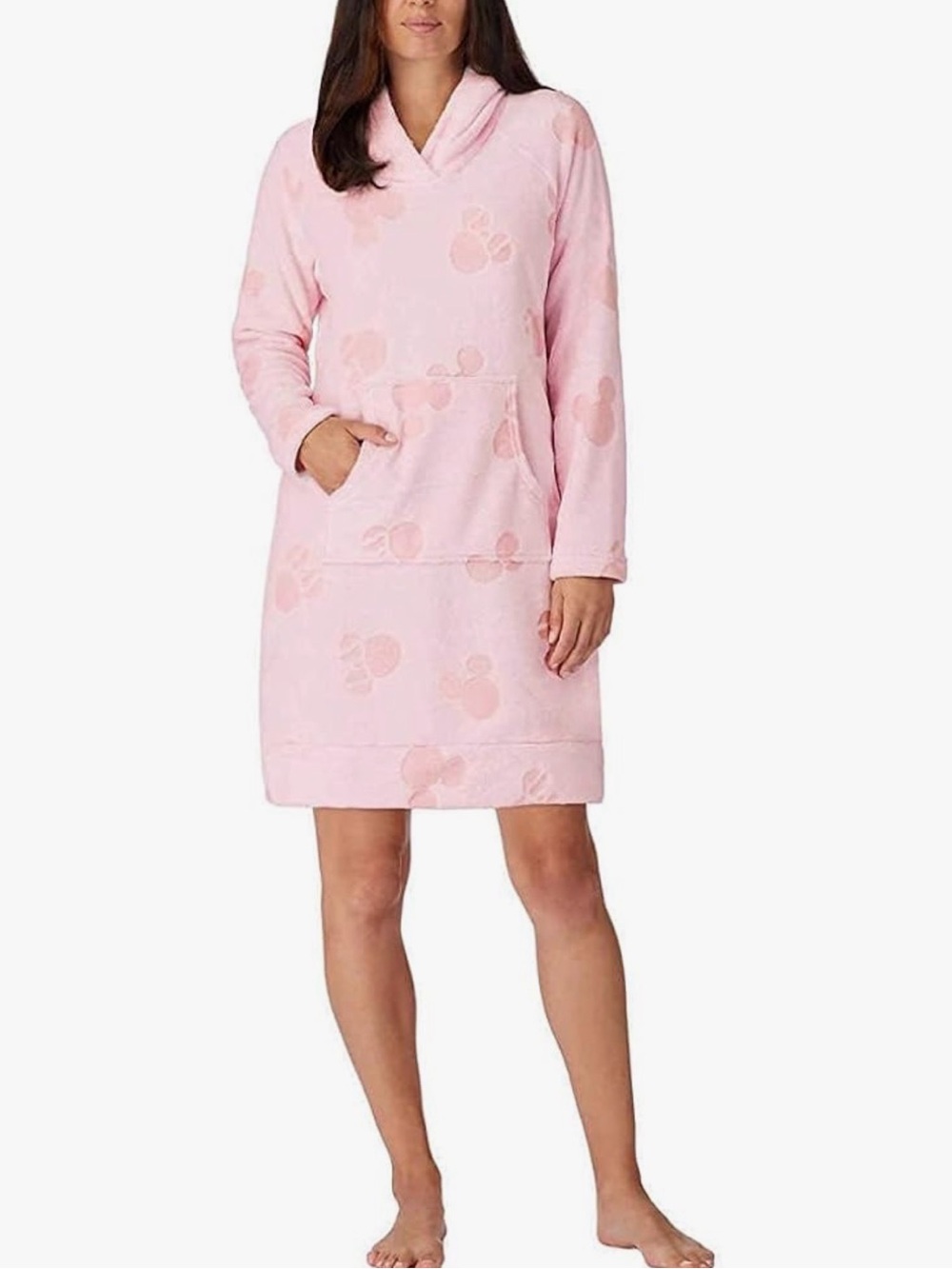 Disney Womens Minnie Mouse Pink Fleece Lounge Hoodie with Kangaroo Pocket